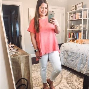 Coral Spotted print Top